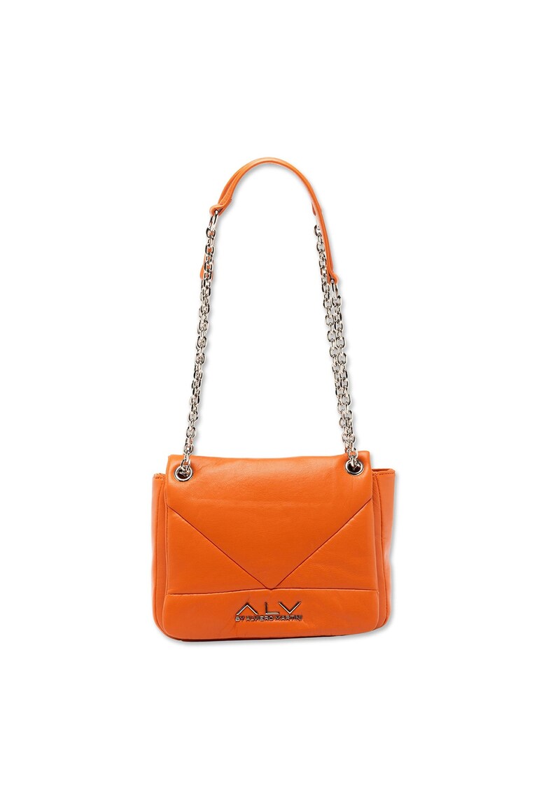 Geanta din piele ecoloigica cu bareta din lant Veridia Prime - Portocaliu