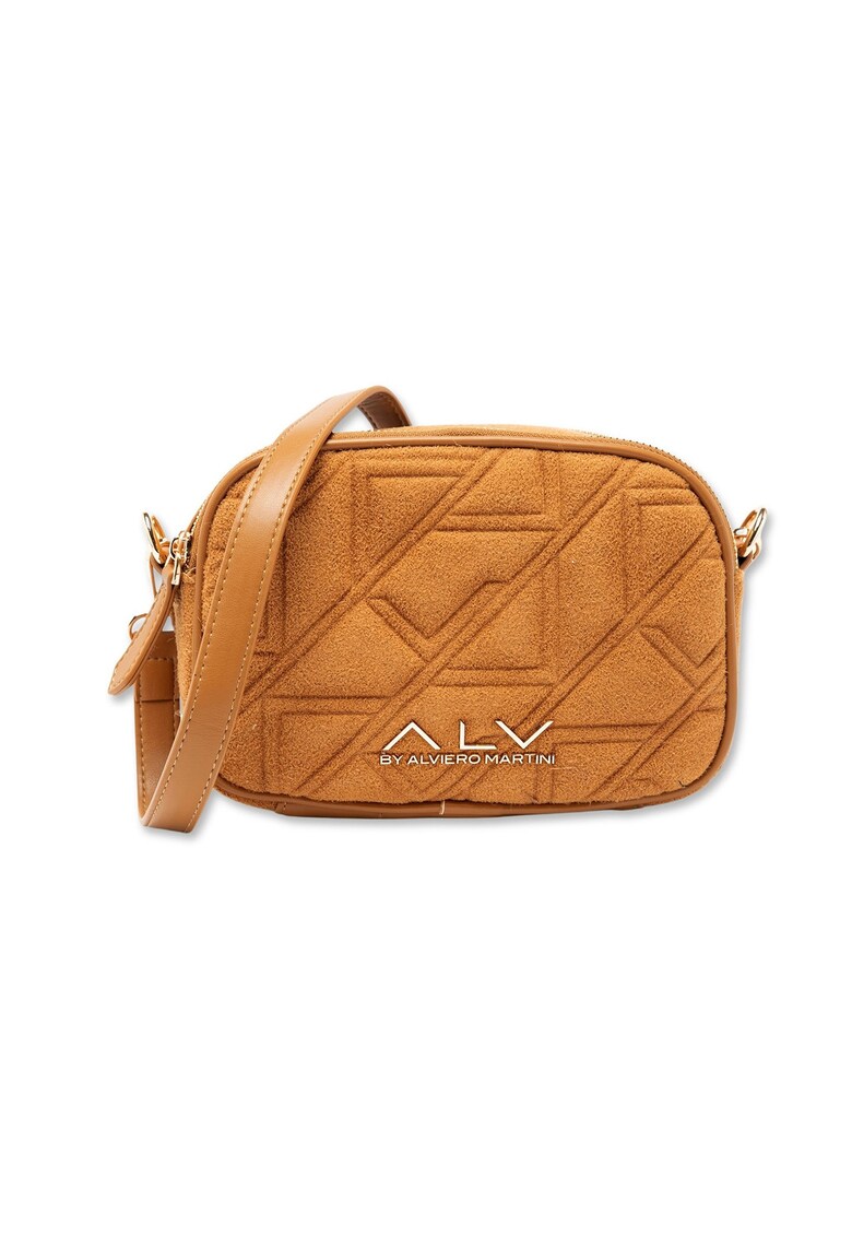 Geanta crossbody cu logo metalic Celestia Nova - Caramel