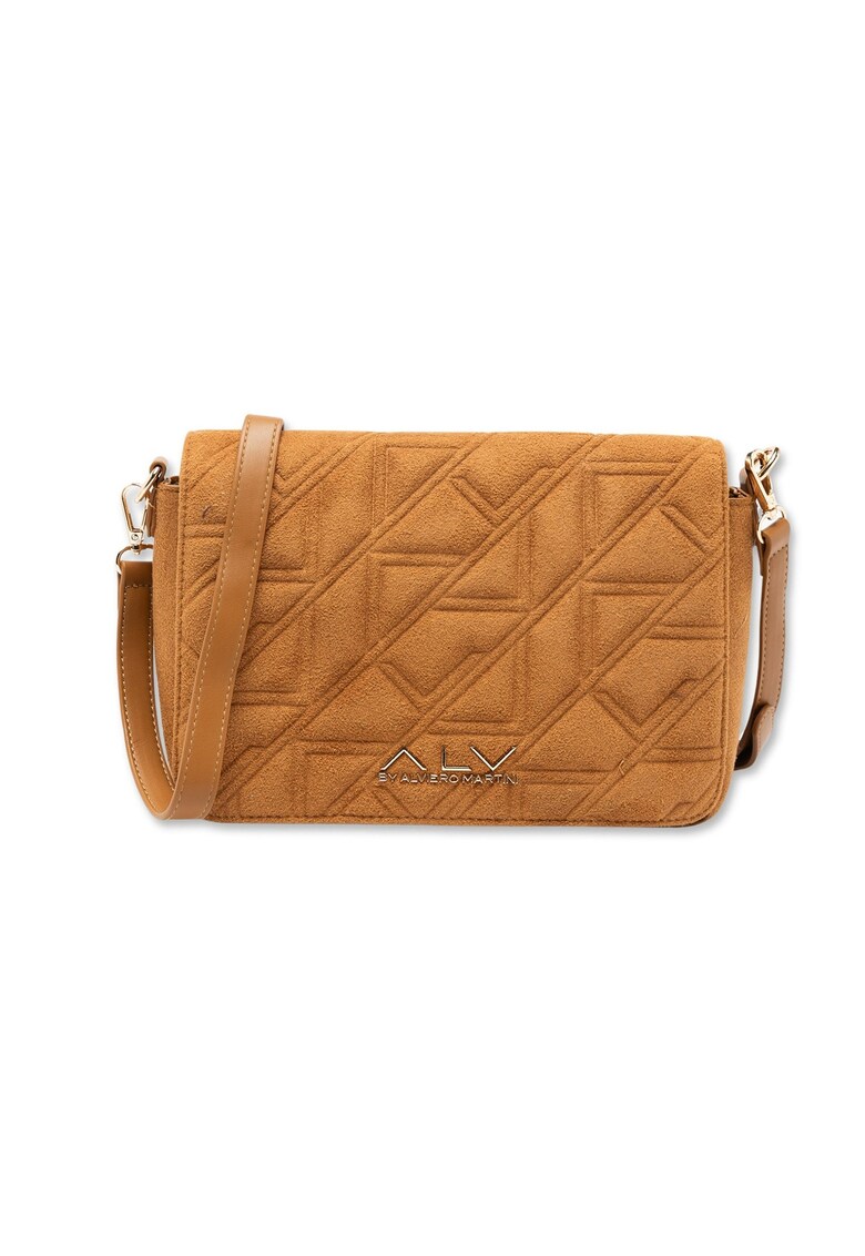 Geanta crossbody cu logo metalic Oriana Lux - Caramel