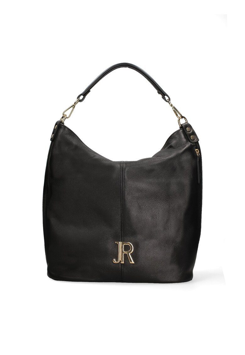 Geanta din piele cu bareta de umar Oriana Plus - Auriu/Negru