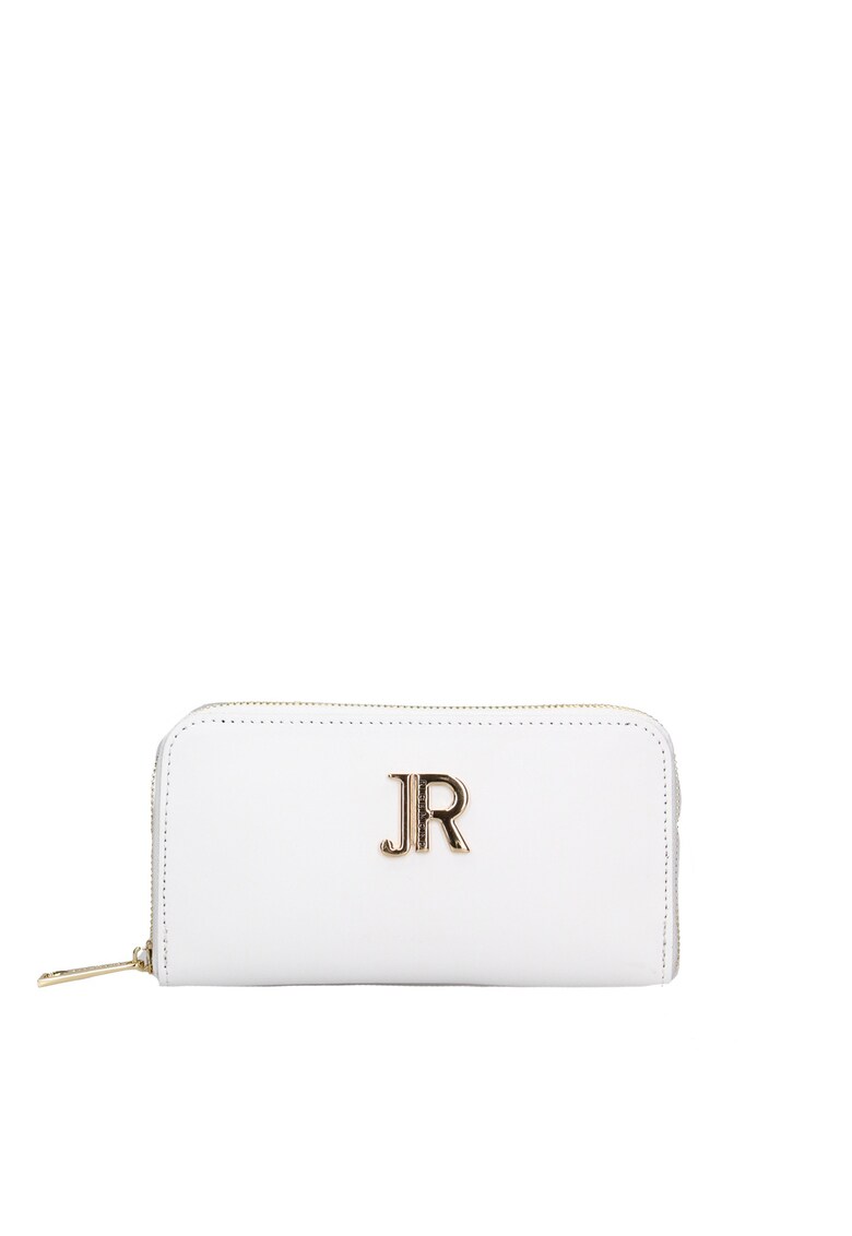 Portofel din piele cu fermoar Valoria Ultra - Alb/Auriu