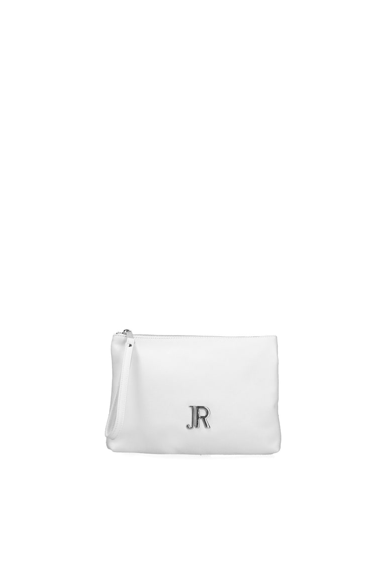 Geanta plic din piele Lumena Nova - Alb/Argintiu