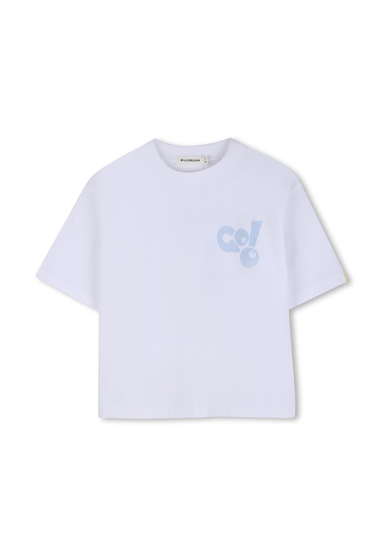 Tricou din bumbac cu imprimeu grafic pe partea din spate - Albastru azur