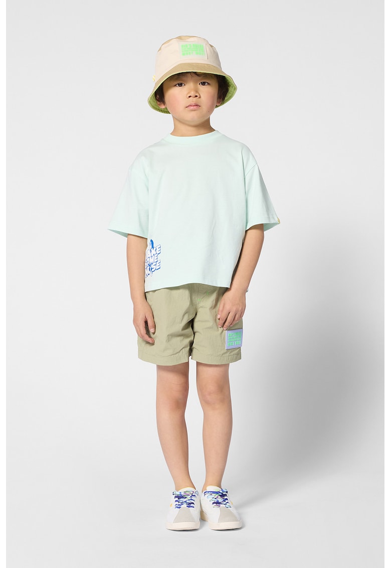 Tricou lejer cu imprimeu grafic si text - Verde pal