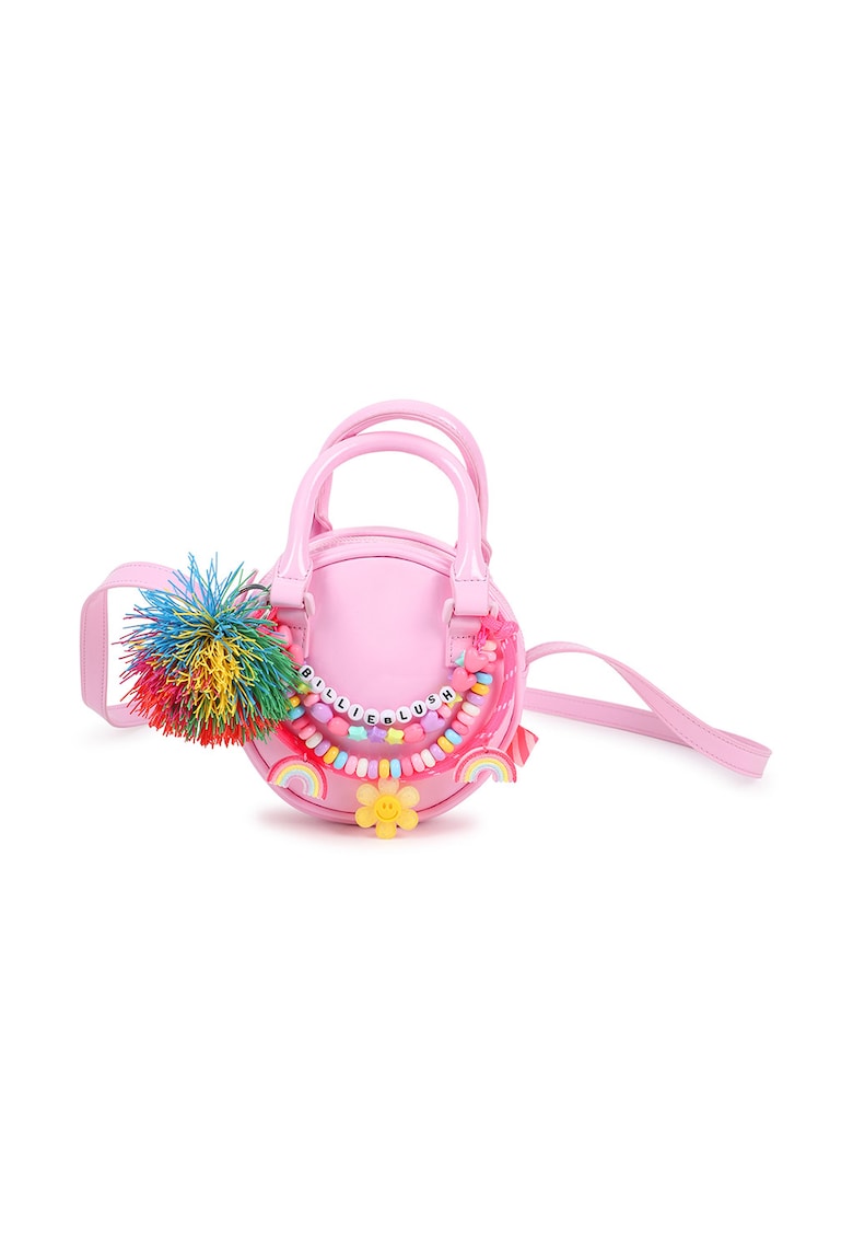 Geanta crossbody rotund cu accesorii diverse - Fucsia