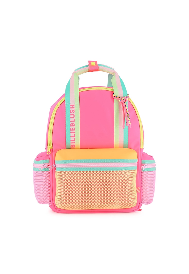 Rucsac cu buzunare multiple cu fermoar - Portocaliu/Fucsia