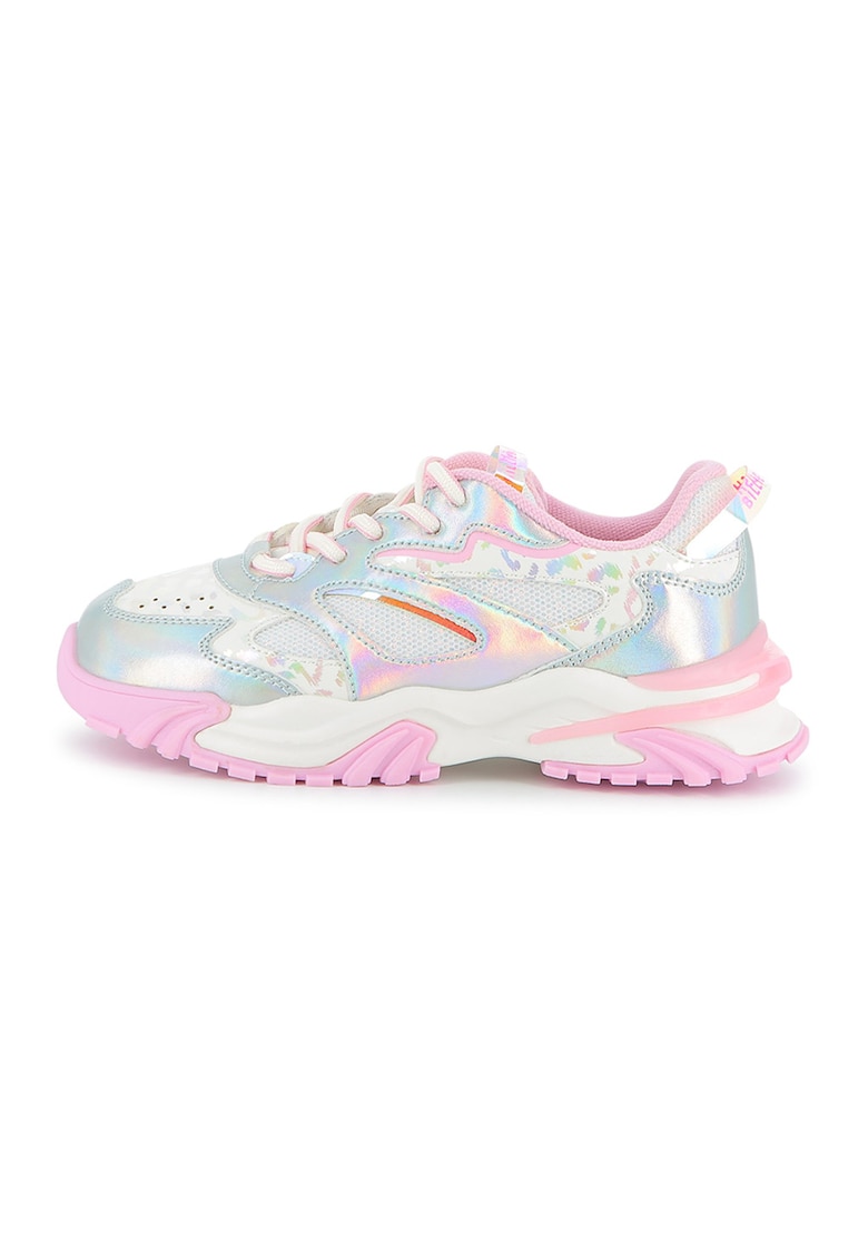 Pantofi sport cu garnituri sintetice - Alb/Roz/Argintiu