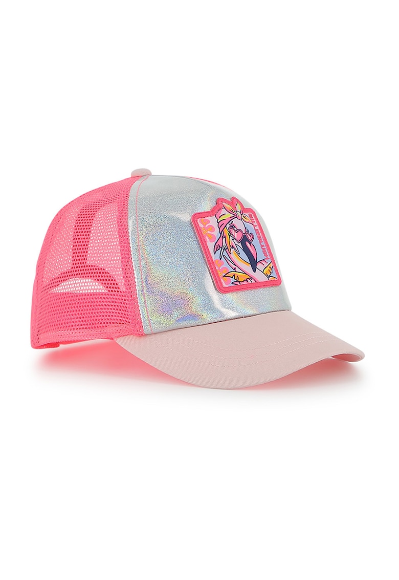 Sapca trucker cu logo - Roz/Argintiu