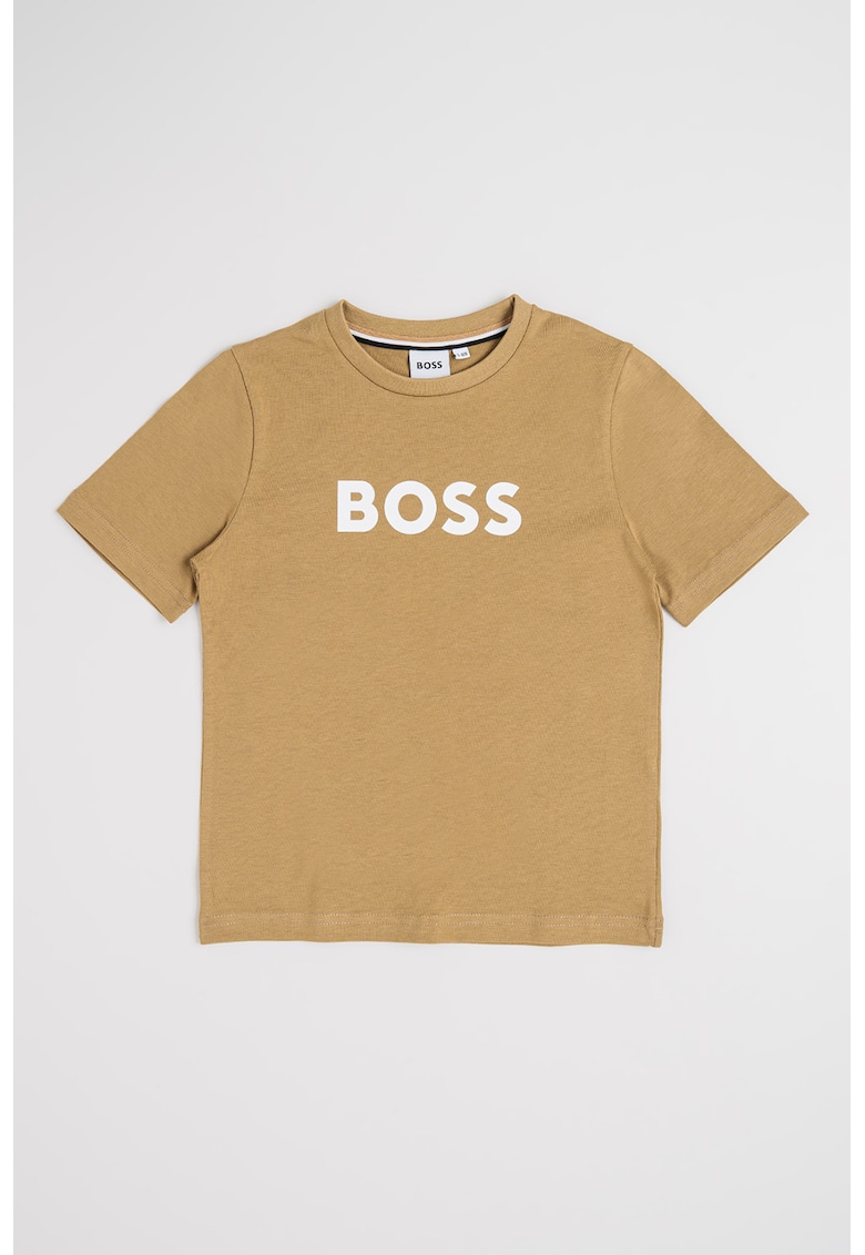 Tricou din bumbac cu imprimeu logo - Alb/Kaki