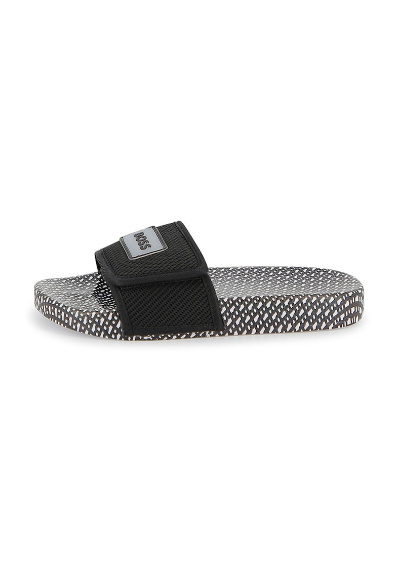 Papuci textili cu banda velcro - Negru/Gri