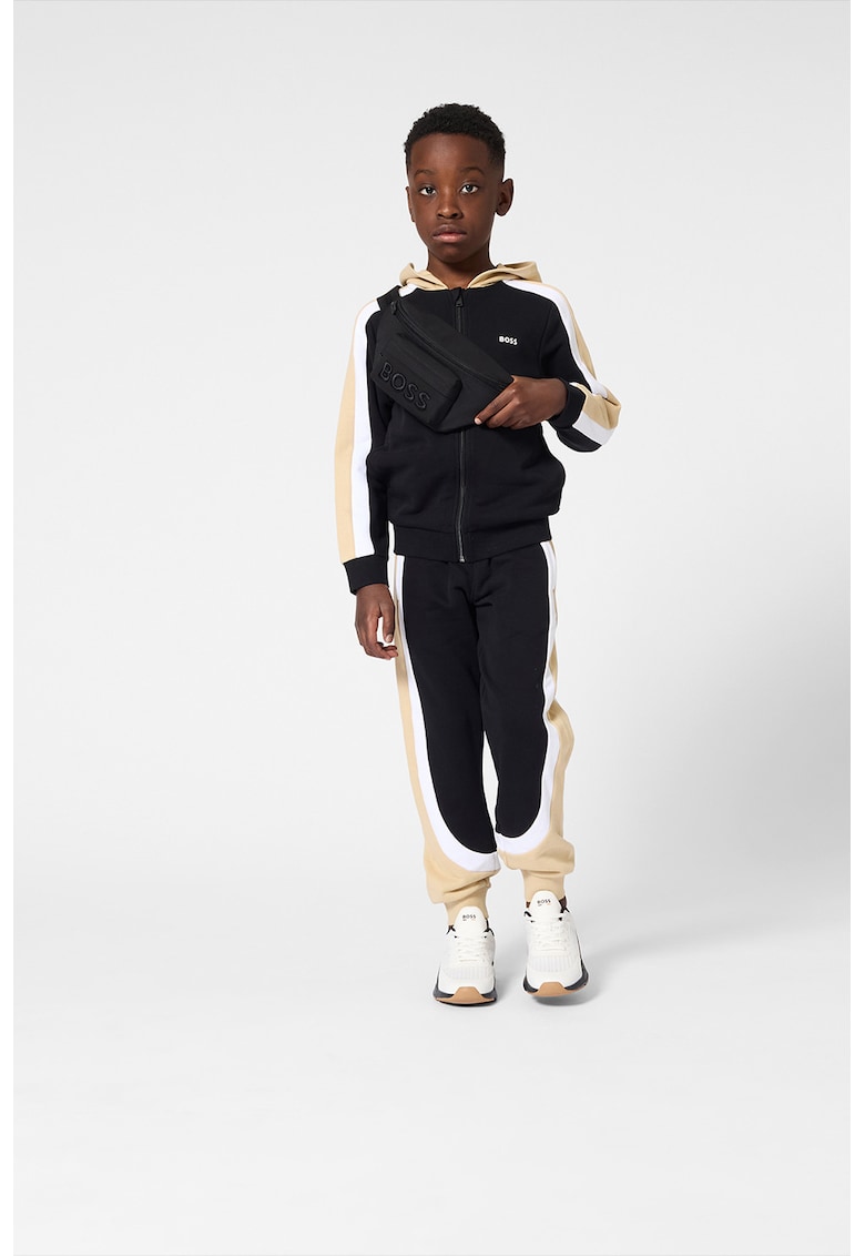 Trening colorblock cu gluga - Negru/Bej