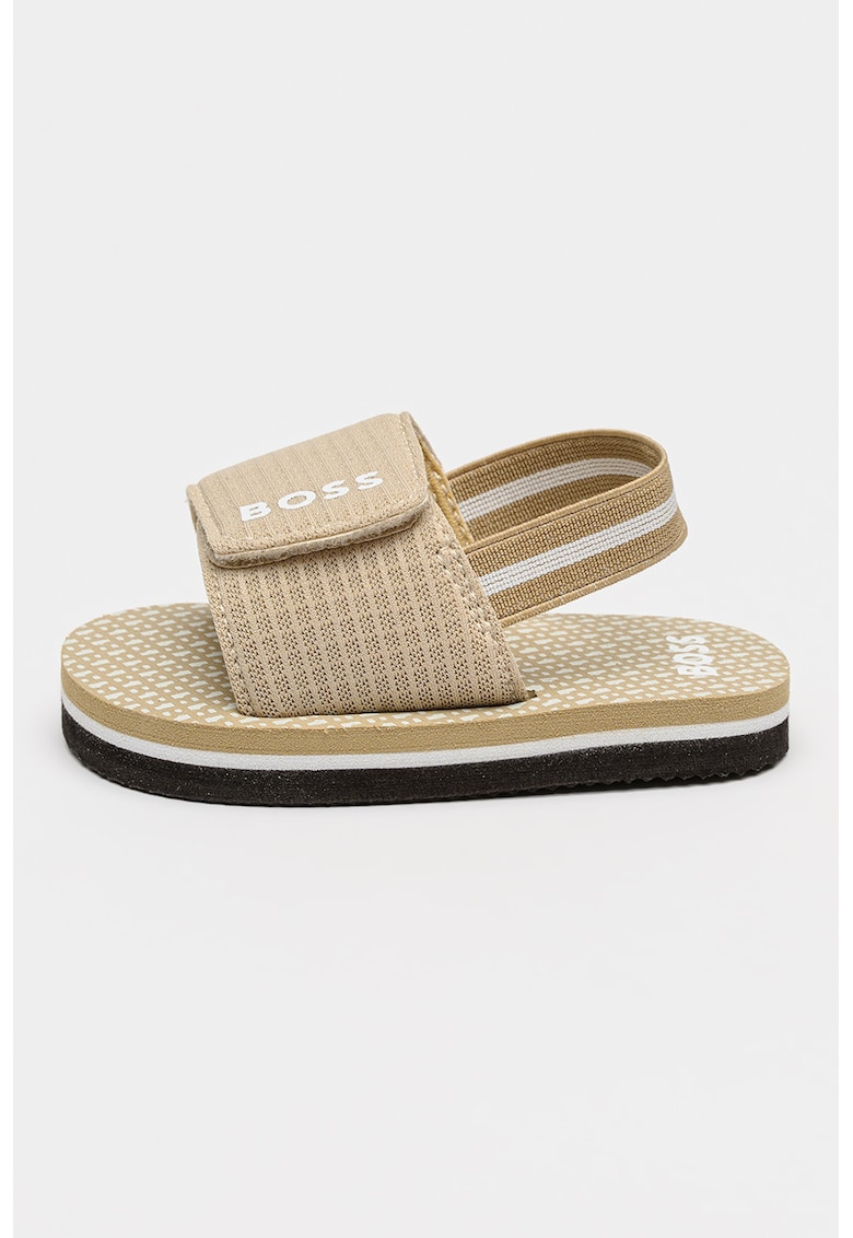 Sandale slingback cu logo - Maro nisip