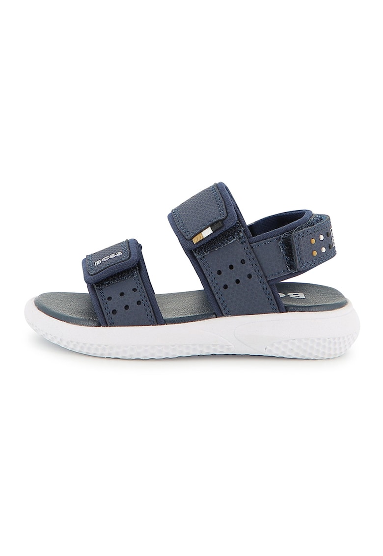 Sandale de piele ecologica cu velcro - Bleumarin