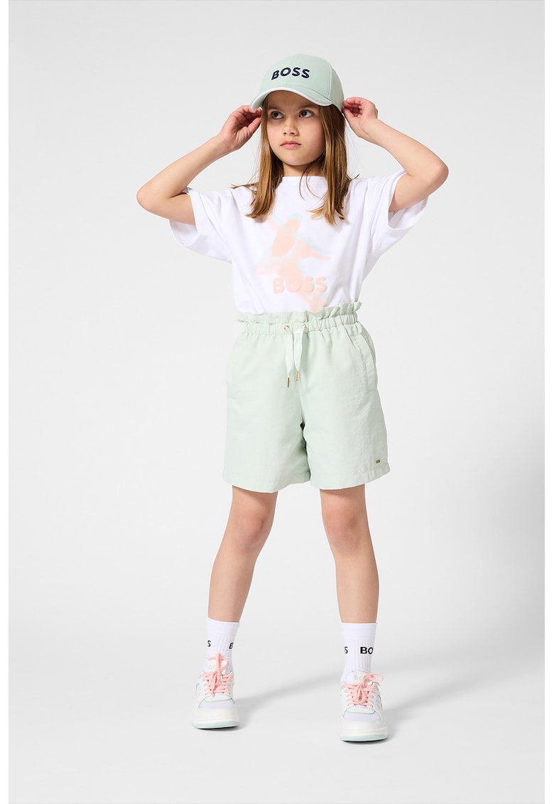 Pantaloni scurti cu snur si logo metalic - Verde deschis