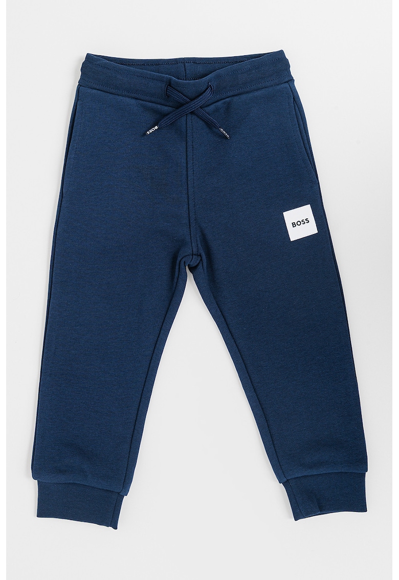 Pantaloni de trening cu snur si aplicatie logo - Bleumarin