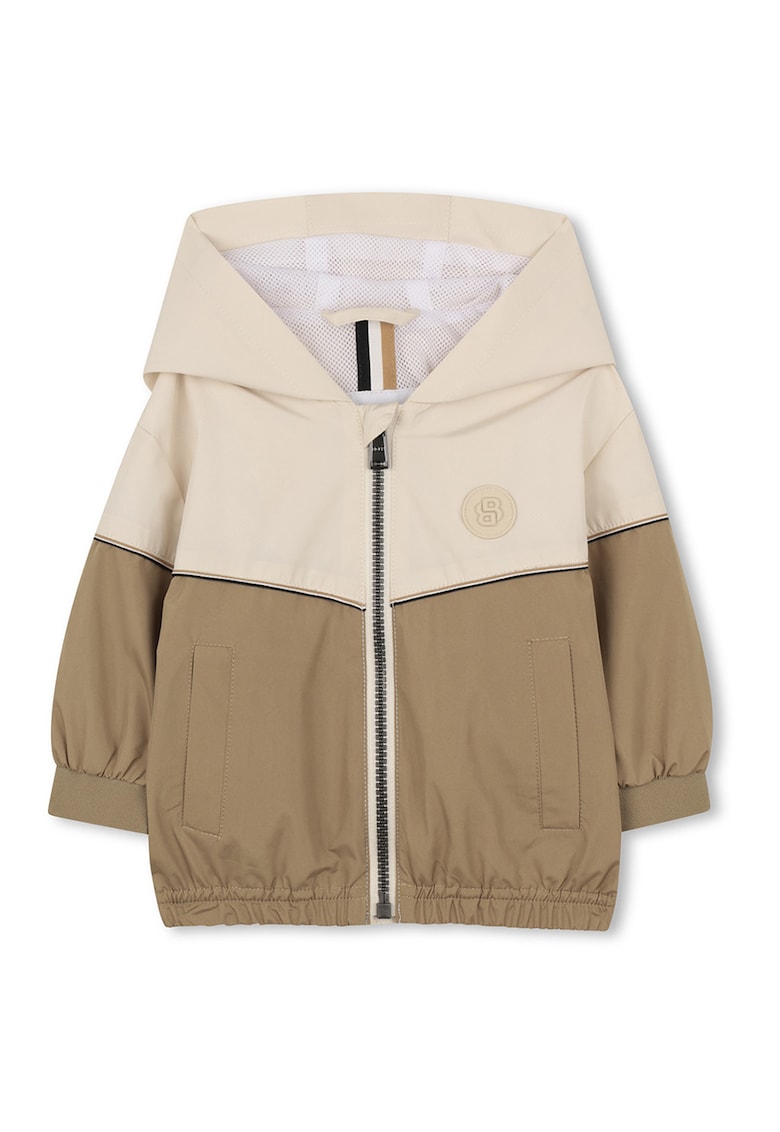 Jacheta cu fermoar si gluga - Bej/Kaki