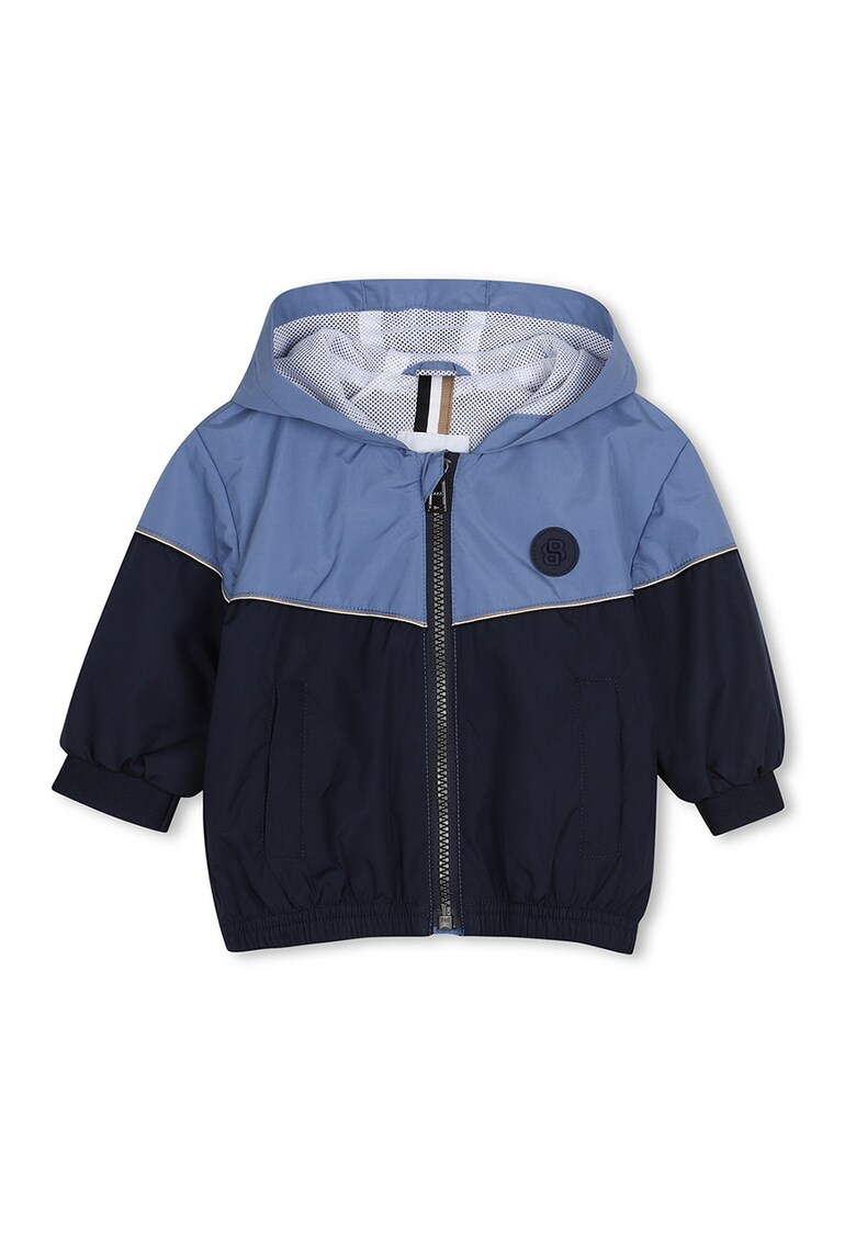 Jacheta cu fermoar si gluga - Albastru ultramarin/Albastru prafuit