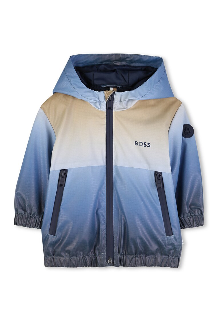 Jacheta cu gluga si buzunare laterale - Bej/Albastru glaciar