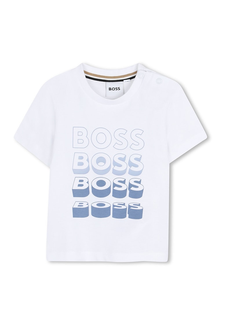 Tricou din amestec de bumbac cu logo - Alb/Bleumarin