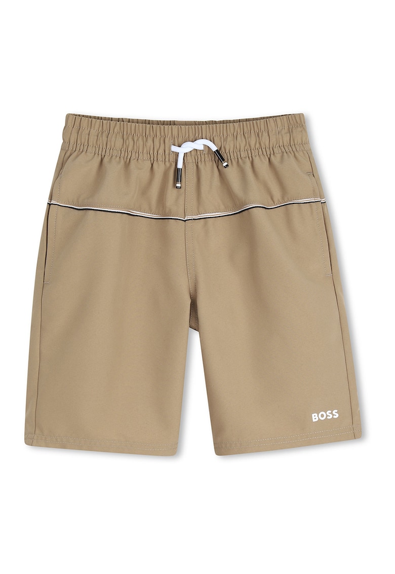 Pantaloni scurti cu logo si talie medie - Bej