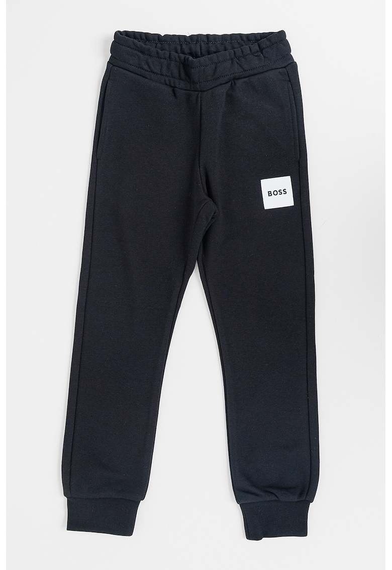 Pantaloni de trening din amestec de bumbac cu aplicatie logo - Negru