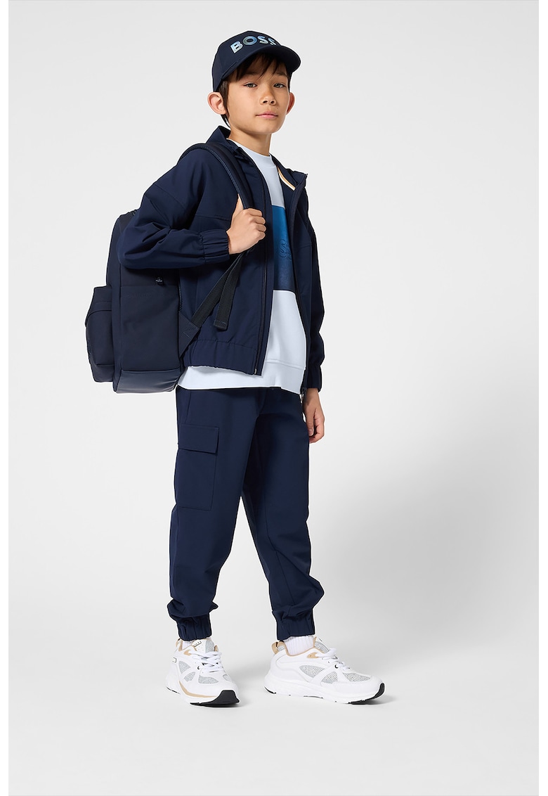 Jacheta cu gluga si logo discret - Albastru ultramarin