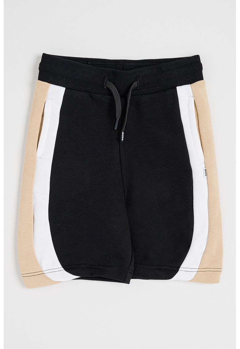 Pantaloni scurti din amestec de bumbac cu talie ajustabila - Alb/Negru/Maro camel