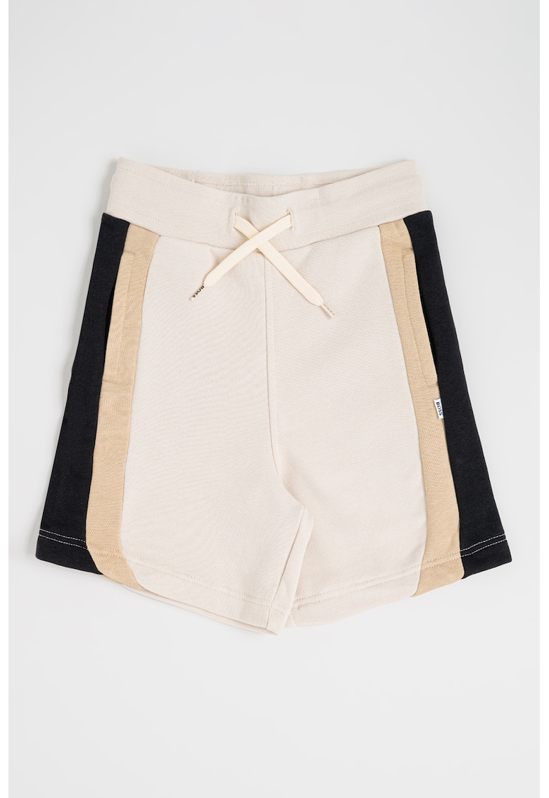 Pantaloni scurti din amestec de bumbac cu talie ajustabila - Negru/Bej deschis