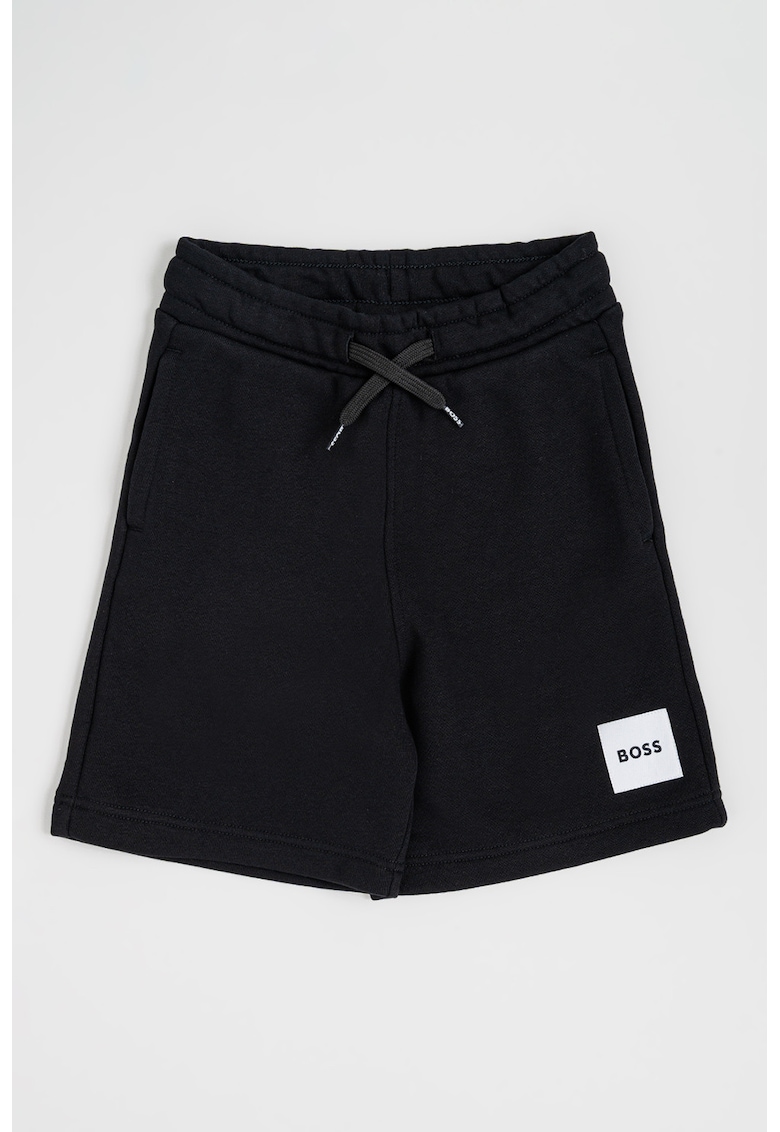 Pantaloni scurti din amestec de bumbac cu logo discret - Negru