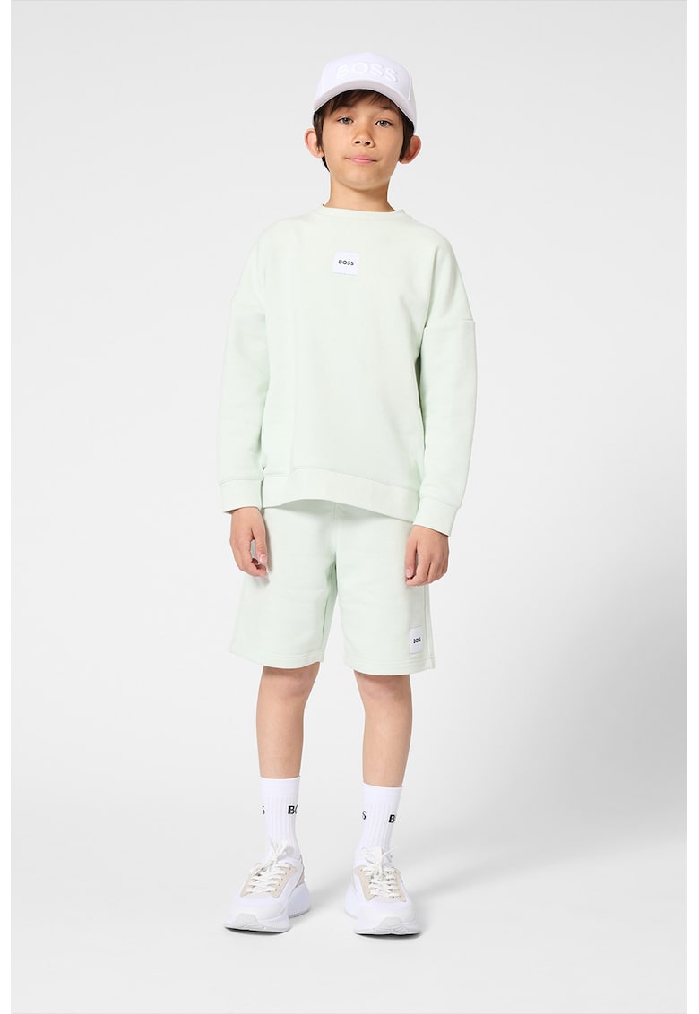 Pantaloni scurti din amestec de bumbac cu logo discret - Verde pal
