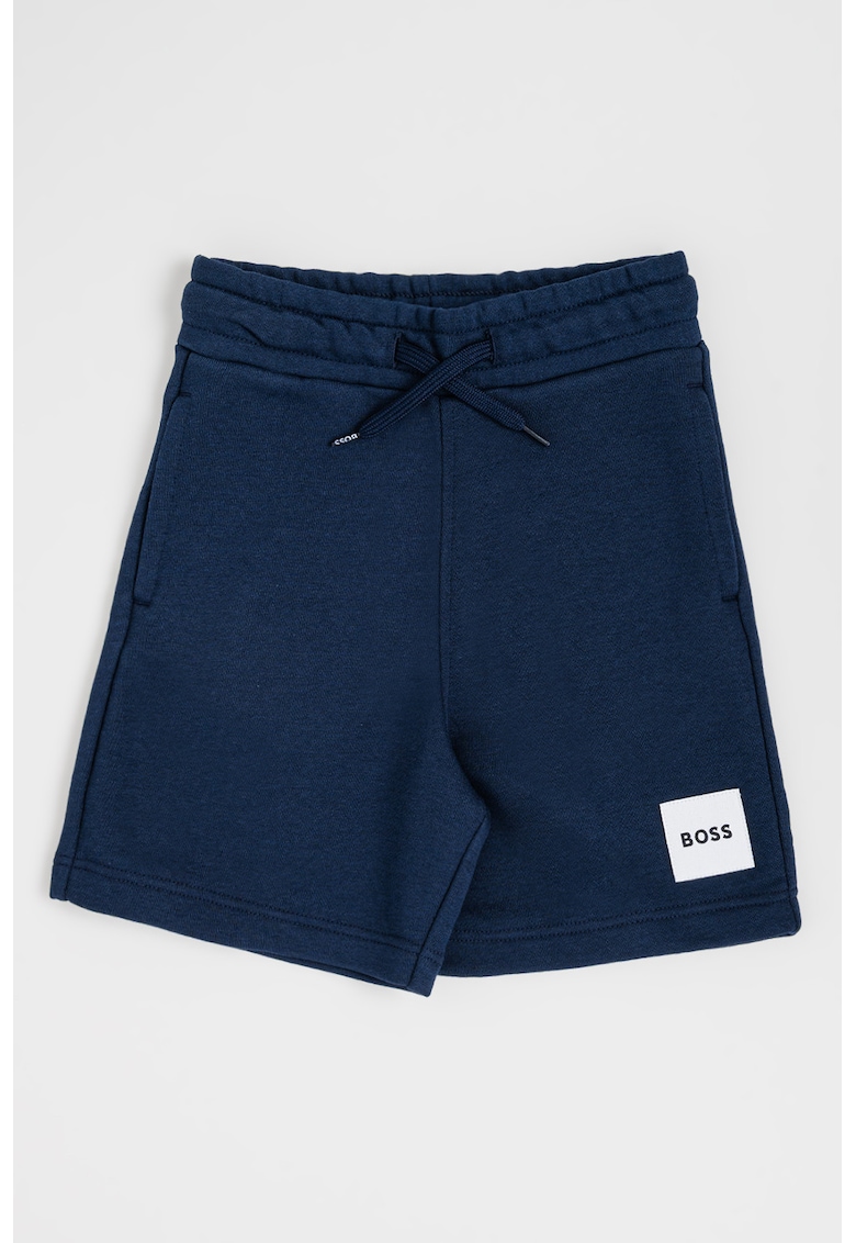 Pantaloni scurti din amestec de bumbac cu logo discret - Bleumarin