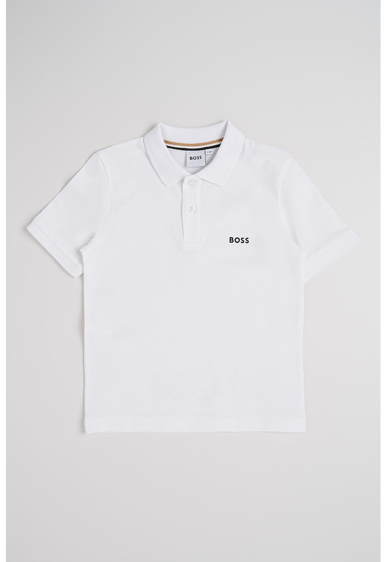 Tricou polo din amestec de bumbac - Negru/Alb optic