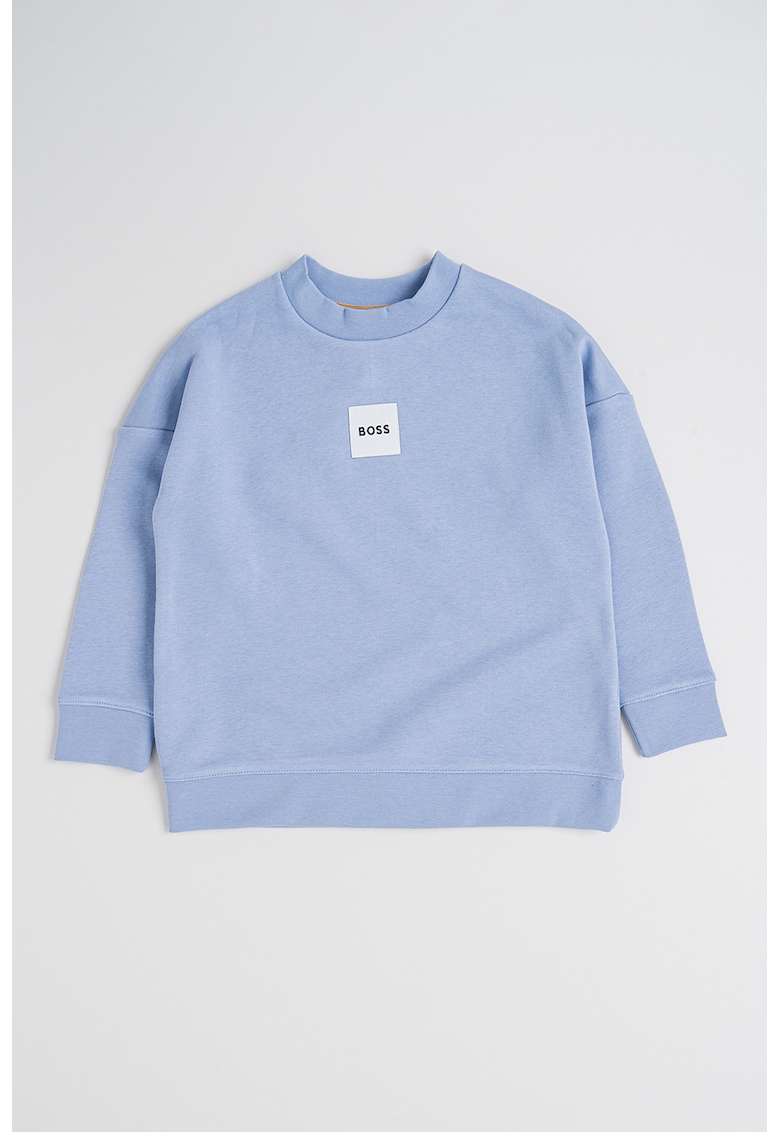 Bluza de trening din amestec de bumbac cu decolteu la baza gatului - Albastru deschis