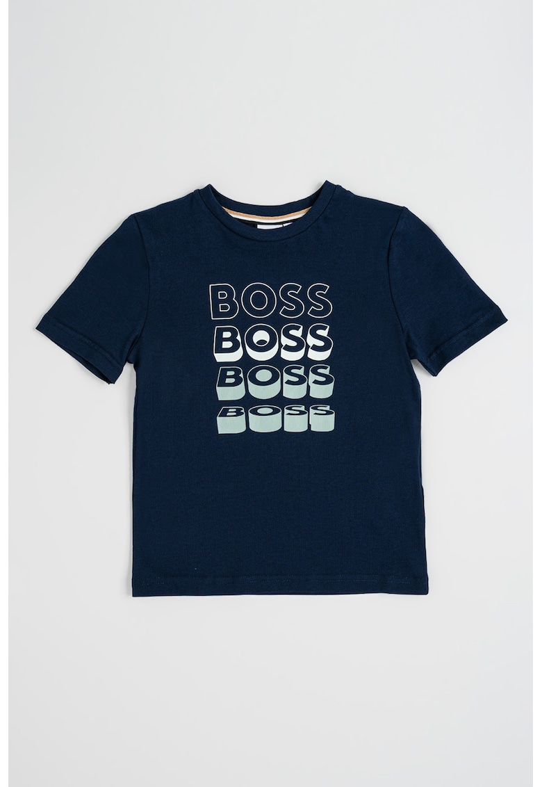 Tricou regular fit cu decolteu la baza gatului - Albastru oceanic/Verde sparanghel