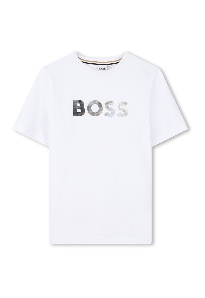 Tricou de bumbac cu logo - Alb/Bleumarin
