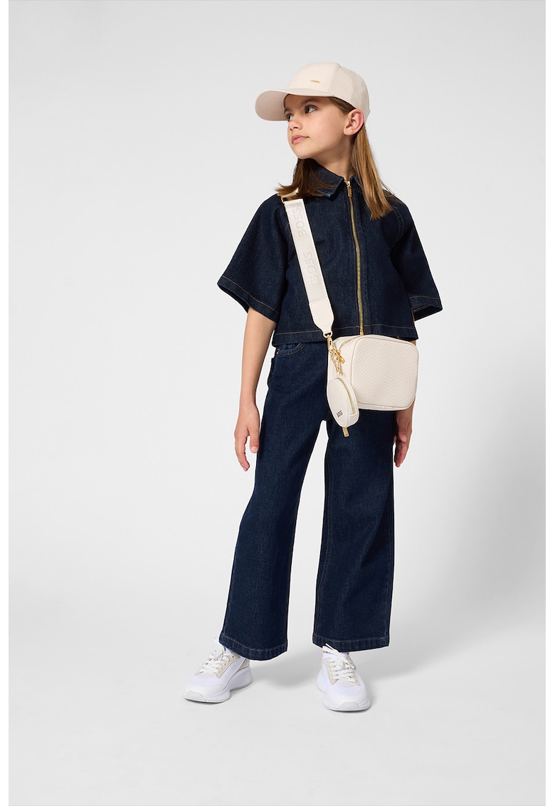 Jacheta de denim cu fermoar scurt - Bleumarin