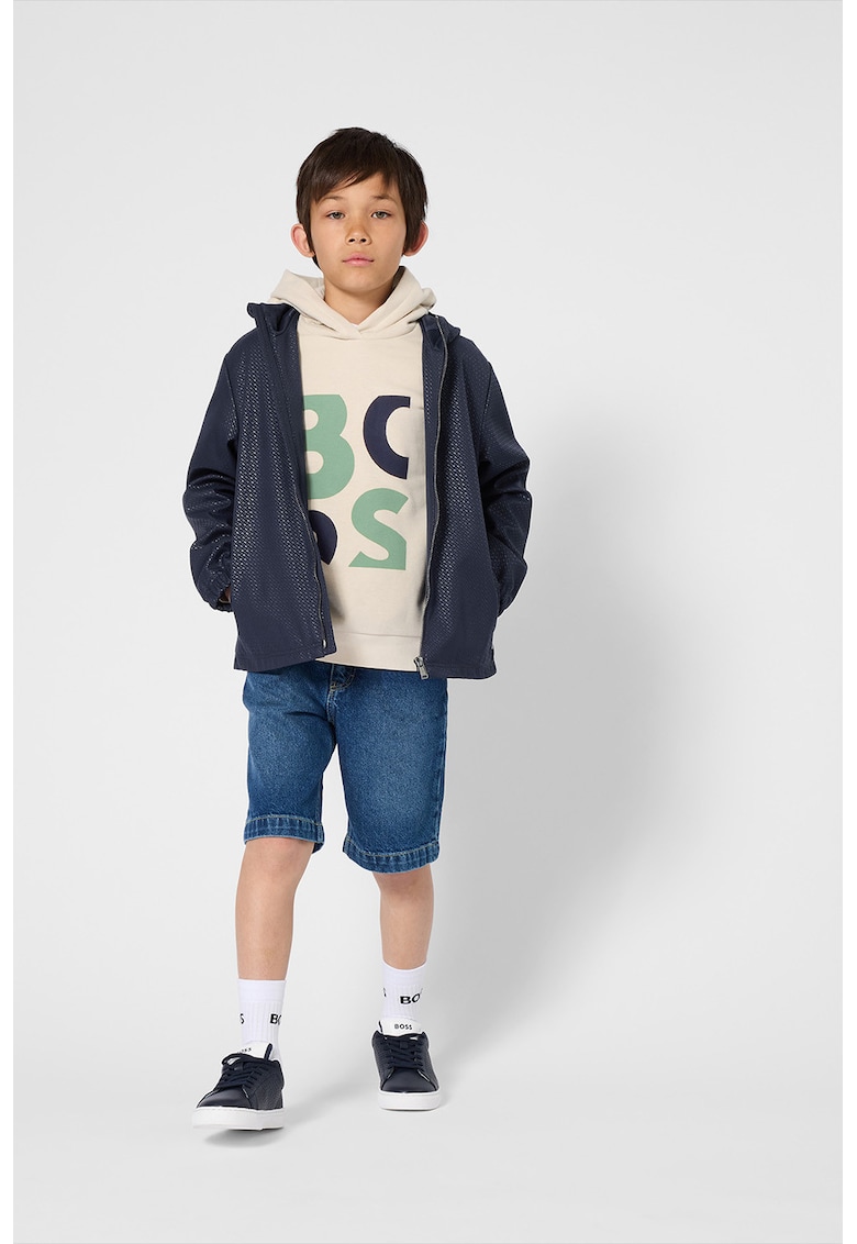Bermude de denim cu aspect decolorat - Bleumarin