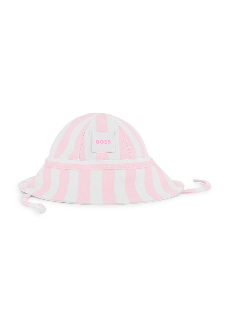 Palarie in dungi cu logo - Alb/Roz