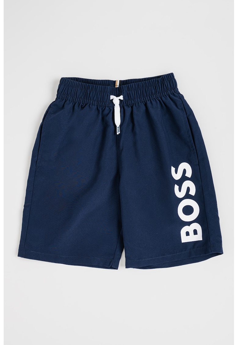 Pantaloni scurti de baie cu logo - Bleumarin