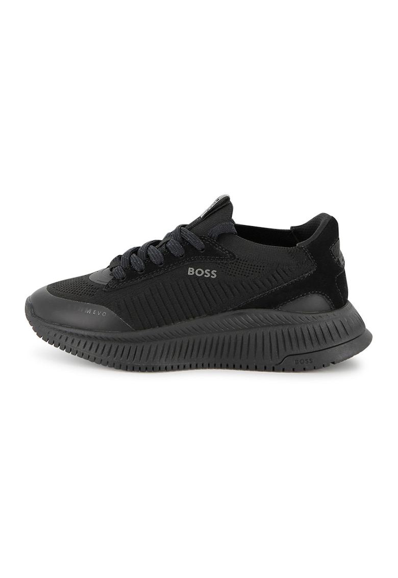 Pantofi sport din material textil cu talpa wedge - Negru/Negru stins