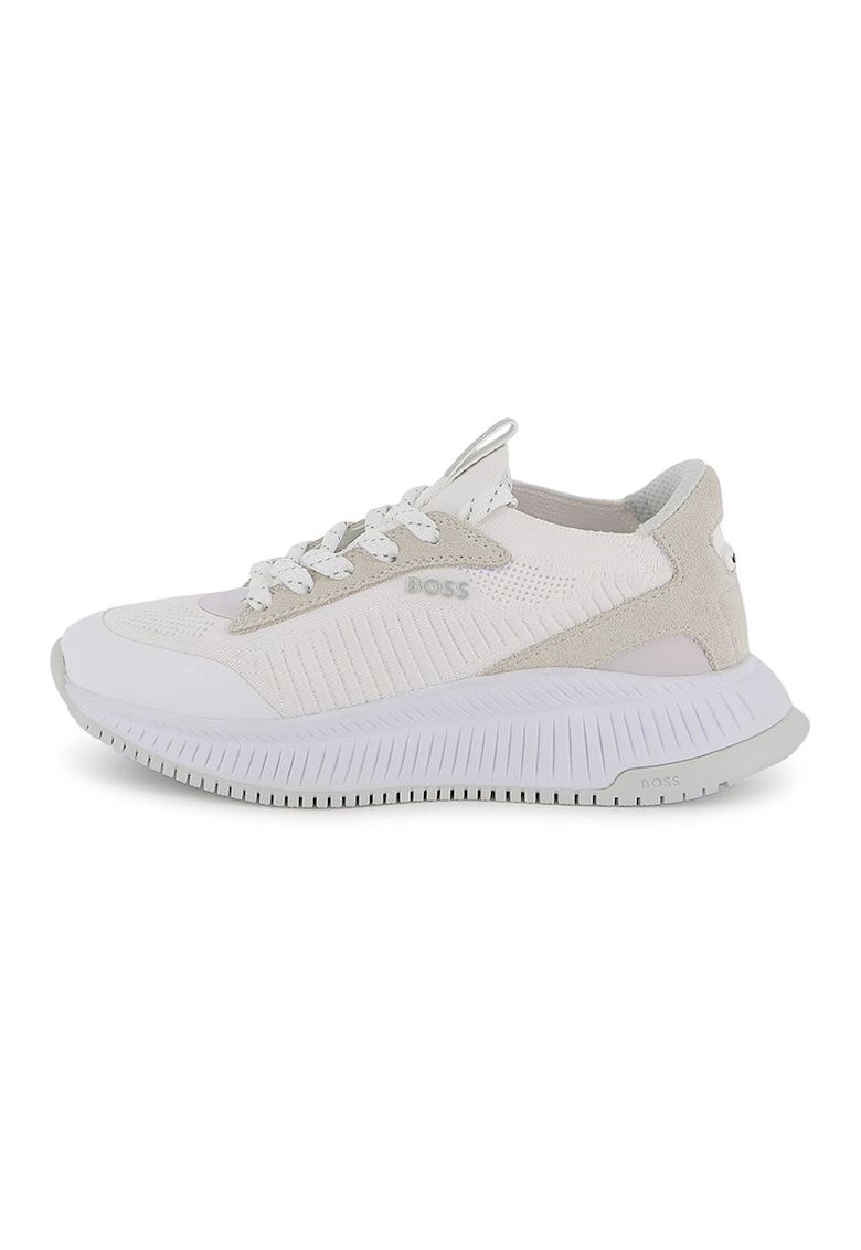 Pantofi sport din material textil cu talpa wedge - Alb - Crem -