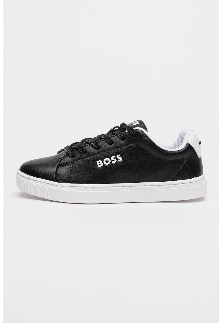 Pantofi sport din piele cu sireturi - Negru