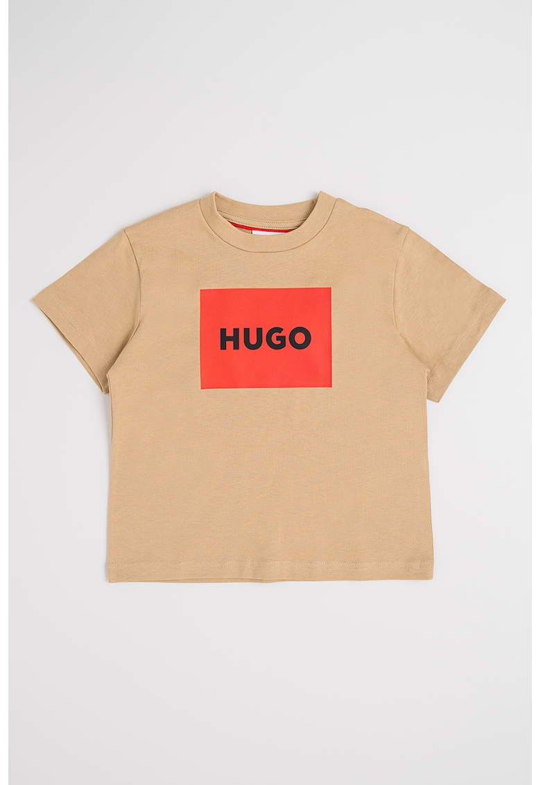 Tricou de bumbac cu imprimeu logo - Rosu/Maro camel