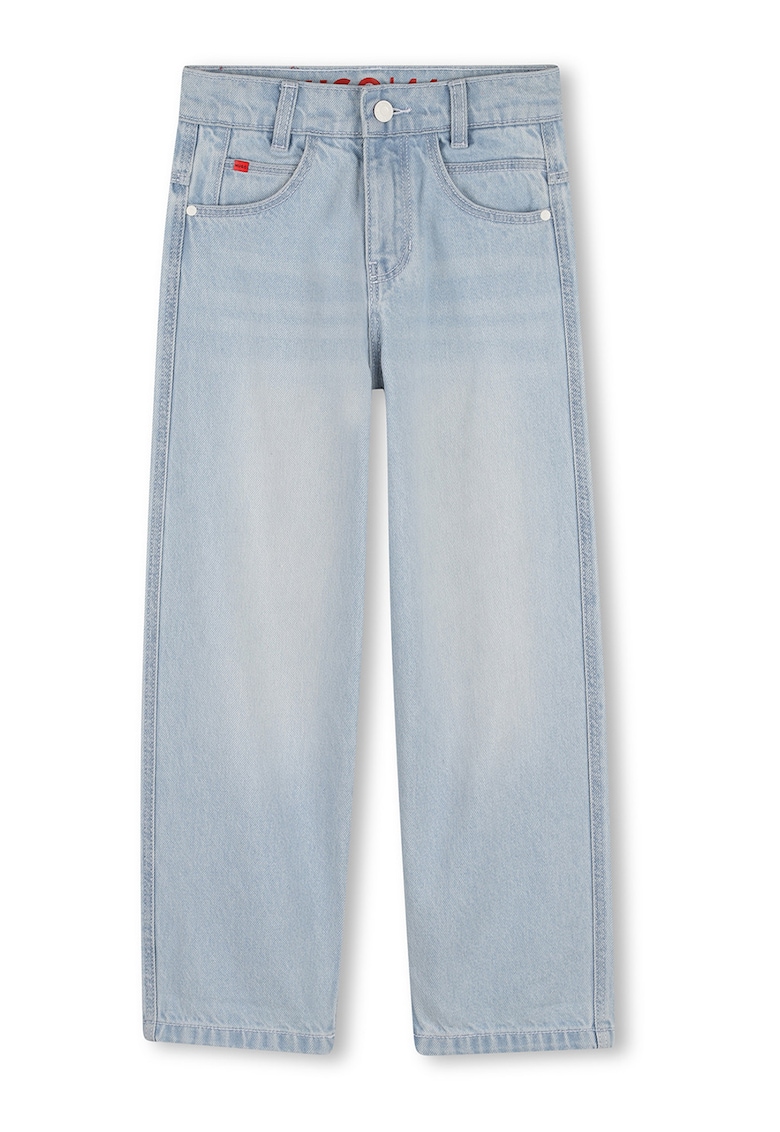 Blugi cu croiala ampla si logo - Albastru pastel