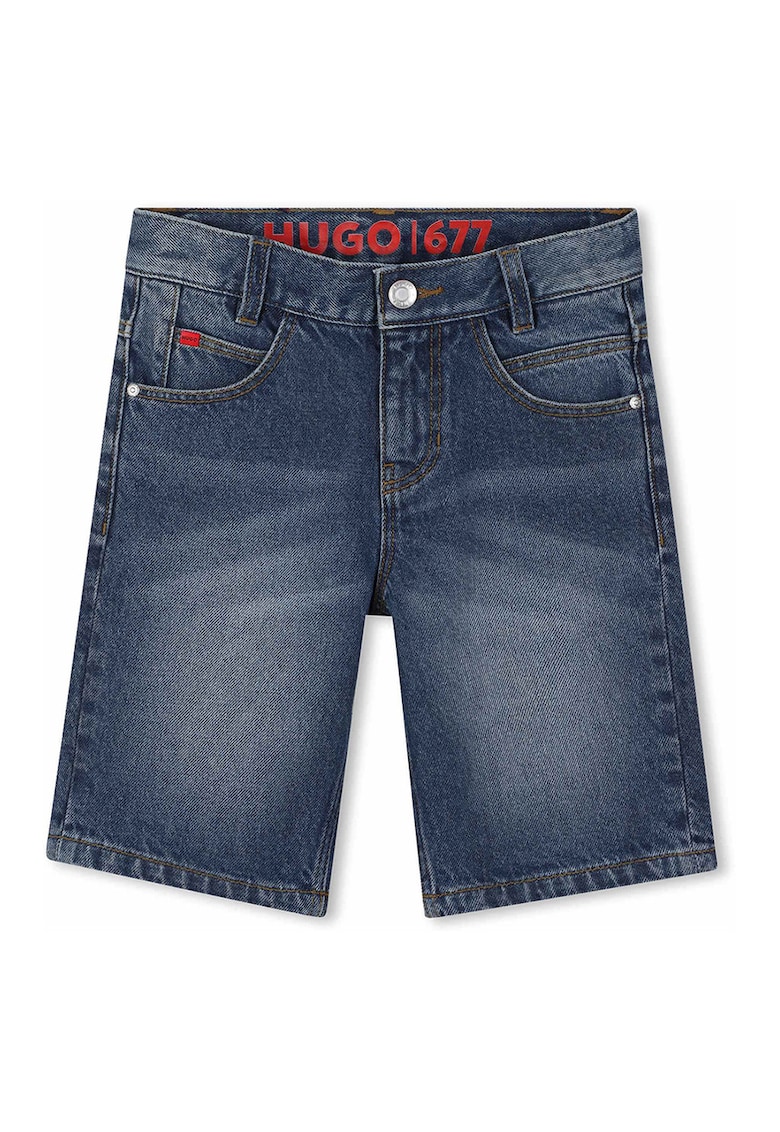 Pantaloni scurti de denim cu buzunare - Albastru prafuit