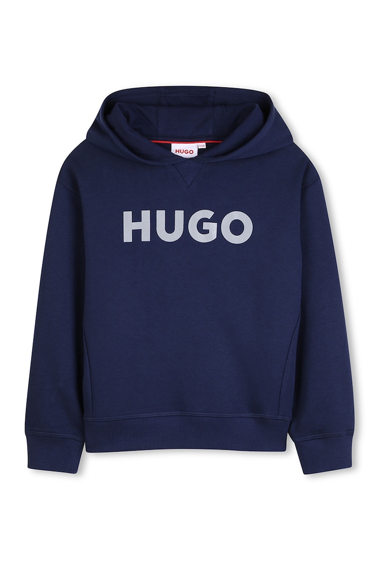 Hanorac din amestec de bumbac cu imprimeu logo - Albastru ultramarin