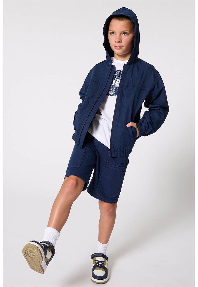 Tricou de bumbac cu imprimeu logo - Albastru ultramarin/Alb optic