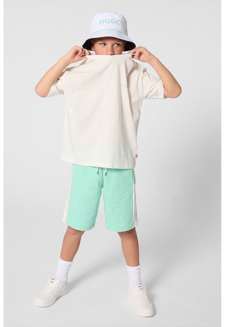 Tricou lejer cu imprimeu pe partea din spate - Turcoaz/Alb murdar