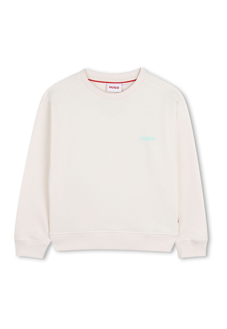 Bluza de trening cu imprimeu si decolteu la baza gatului - Crem/Verde persan