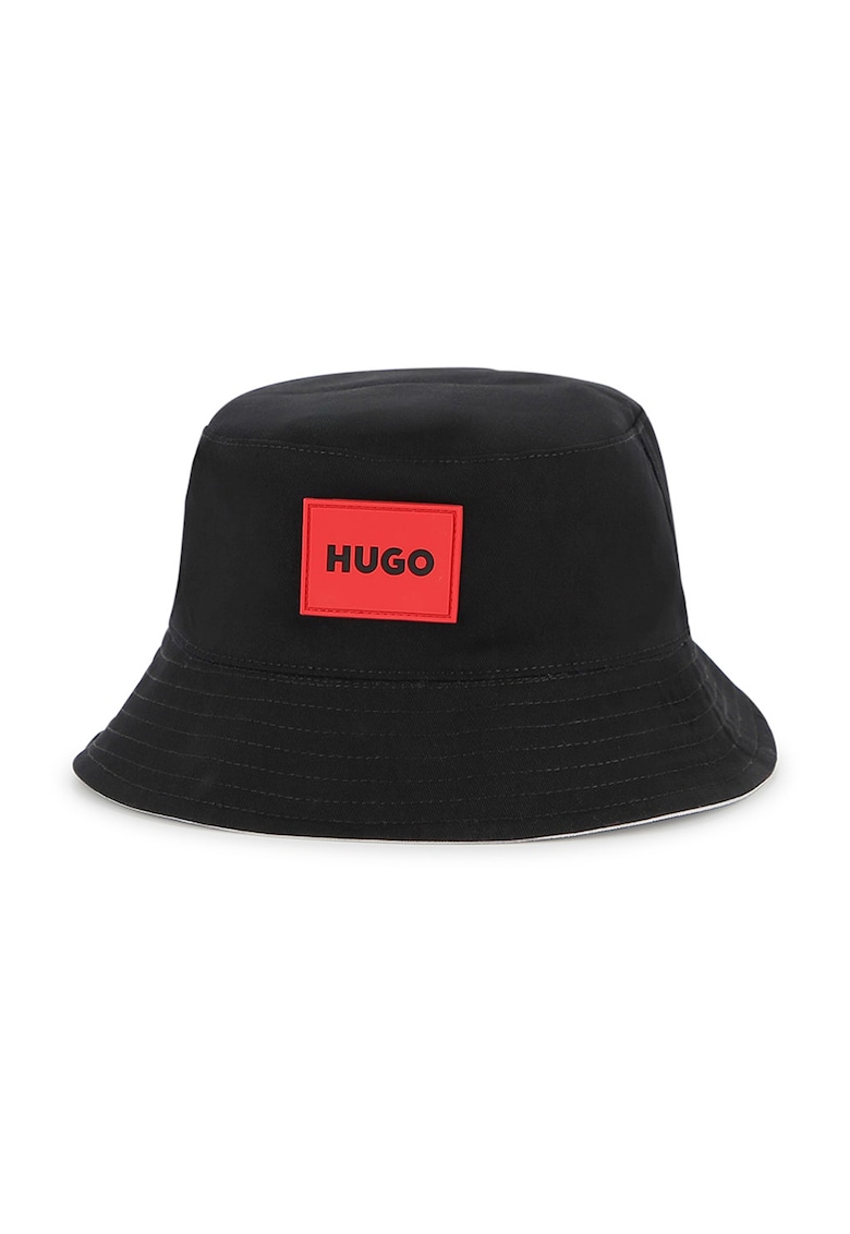 Palarie bucket reversibila cu aplicatii logo - Alb/Negru